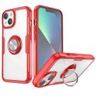 Shockproof Transparent TPU + Acrylic Protective Phone Case with Ring Holder For iPhone 14 Max(Red) - 1