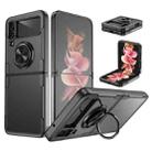 For Samsung Galaxy Z Flip4 Shockproof Transparent TPU + Acrylic Protective Phone Case with Ring Holder(Black) - 1