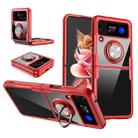 For Samsung Galaxy Z Flip3 5G Shockproof Transparent TPU + Acrylic Protective Phone Case with Ring Holder(Red) - 1