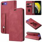 For iPhone SE 2022 / SE 2020 / 8 / 7 Wristband Magnetic Leather Phone Case(Red) - 1