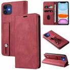 For iPhone 11 Wristband Magnetic Leather Phone Case (Red) - 1