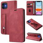 For iPhone 11 Pro Max Wristband Magnetic Leather Phone Case (Red) - 1