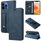For iPhone 12 / 12 Pro Wristband Magnetic Leather Phone Case(Dark Blue) - 1
