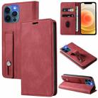 For iPhone 12 / 12 Pro Wristband Magnetic Leather Phone Case(Red) - 1