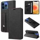 For iPhone 12 mini Wristband Magnetic Leather Phone Case (Black) - 1