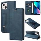 For iPhone 13 Wristband Magnetic Leather Phone Case(Dark Blue) - 1