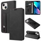 For iPhone 13 Wristband Magnetic Leather Phone Case(Black) - 1