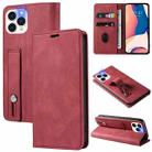 For iPhone 13 Pro Wristband Magnetic Leather Phone Case (Red) - 1