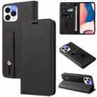 For iPhone 13 Pro Wristband Magnetic Leather Phone Case (Black) - 1