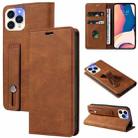 For iPhone 13 Pro Wristband Magnetic Leather Phone Case (Brown) - 1