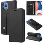 For iPhone 13 Pro Max Wristband Magnetic Leather Phone Case (Black) - 1