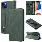 For iPhone 14 Plus Wristband Magnetic Leather Phone Case (Green) - 1