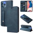 For iPhone 14 Pro Max Wristband Magnetic Leather Phone Case (Dark Blue) - 1