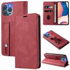 For iPhone 14 Pro Max Wristband Magnetic Leather Phone Case (Red) - 1