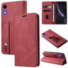 For iPhone XR Wristband Magnetic Leather Phone Case(Red) - 1