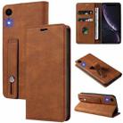 For iPhone XR Wristband Magnetic Leather Phone Case(Brown) - 1