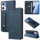 For OPPO Reno7 A Wristband Magnetic Leather Phone Case(Dark Blue) - 1