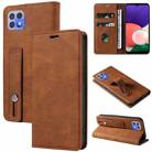 For Samsung Galaxy A22 5G Wristband Magnetic Leather Phone Case(Brown) - 1