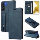 For Samsung Galaxy S21 5G Wristband Magnetic Leather Phone Case(Dark Blue) - 1