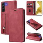 For Samsung Galaxy S21 5G Wristband Magnetic Leather Phone Case(Red) - 1