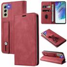 For Samsung Galaxy S21 FE 5G Wristband Magnetic Leather Phone Case(Red) - 1