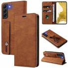 For Samsung Galaxy S21+ 5G Wristband Magnetic Leather Phone Case(Brown) - 1