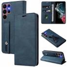 For Samsung Galaxy S21 Ultra 5G Wristband Magnetic Leather Phone Case(Dark Blue) - 1