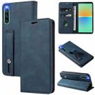 For Sony Xperia 10 IV Wristband Magnetic Leather Phone Case(Dark Blue) - 1