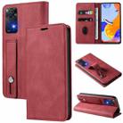 For Xiaomi Redmi Note 11 Global Wristband Magnetic Leather Phone Case(Red) - 1