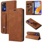 For Xiaomi Redmi Note 11 Global Wristband Magnetic Leather Phone Case(Brown) - 1