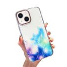 For iPhone 14 Plus Gold Halo Marble Pattern Phone Case (Blue) - 1