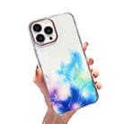 For iPhone 14 Pro Max Gold Halo Marble Pattern Phone Case (Blue) - 1
