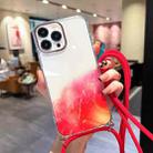 For iPhone 13 Pro Gold Halo Marble Pattern Lanyard Phone Case (Red) - 1