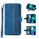 9 Card Slots Splicing Magnetic Leather Flip Case For iPhone 13(Blue) - 1