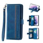 For Samsung Galaxy S21 5G 9 Card Slots Splicing Magnetic Leather Flip Phone Case(Blue) - 1