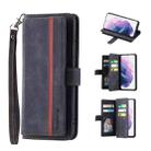 For Samsung Galaxy S21 5G 9 Card Slots Splicing Magnetic Leather Flip Phone Case(Black) - 1