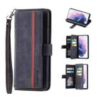 For Samsung Galaxy S22 5G 9 Card Slots Splicing Magnetic Leather Flip Phone Case(Black) - 1