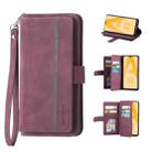 For Samsung Galaxy A22 4G 9 Card Slots Splicing Magnetic Leather Flip Phone Case(Wine Red) - 1