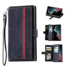 For Samsung Galaxy S22 Ultra 5G 9 Card Slots Splicing Magnetic Leather Flip Phone Case(Black) - 1