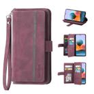 For Xiaomi Poco F3 9 Card Slots Splicing Magnetic Leather Flip Phone Case(Wine Red) - 1