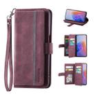 For OPPO A36/A76/A96/Realme 9i 4G 9 Card Slots Splicing Magnetic Leather Flip Phone Case(Wine Red) - 1