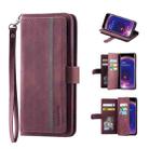 For OPPO Find X5 9 Card Slots Splicing Magnetic Leather Flip Phone Case(Wine Red) - 1