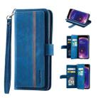For OPPO Find X5 Pro 9 Card Slots Splicing Magnetic Leather Flip Phone Case(Blue) - 1