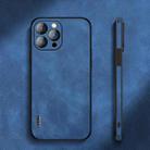 For iPhone 13 Pro Lambskin Silicone Phone Case (Navy blue) - 1