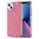 For iPhone 14 Crystal Clear Glitter Airbag Phone Case (Transparent Pink) - 1