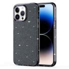 For iPhone 14 Pro Crystal Clear Glitter Airbag Phone Case(Transparent Black) - 1