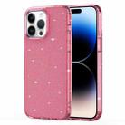 For iPhone 14 Pro Crystal Clear Glitter Airbag Phone Case(Transparent Pink) - 1