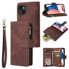 For iPhone 14 Multifunctional Phone Leather Case with Card Slot (Coffee) - 1