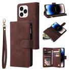 For iPhone 14 Pro Multifunctional Phone Leather Case with Card Slot(Coffee) - 1