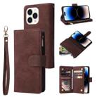 For iPhone 14 Pro Max Multifunctional Phone Leather Case with Card Slot (Coffee) - 1